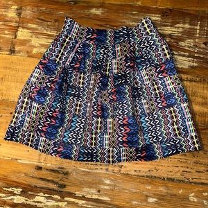 Aqua Blue Neon Geometric Aztec Print Bandage Skirt